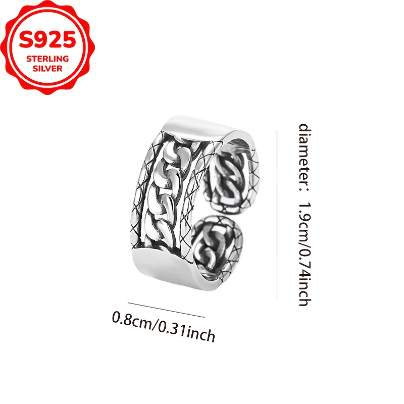 925 Silver Hip Hop Chain Ring Low Allergy Vintage Style